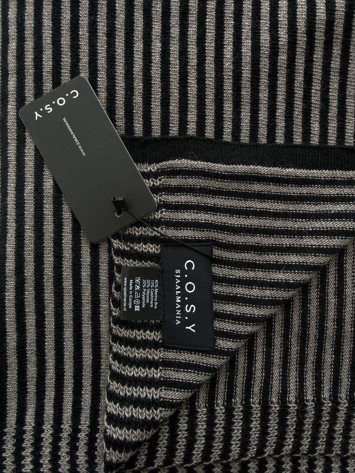 SJAALMANIA Cosy Chic sjaal stripes solid black / chocolate