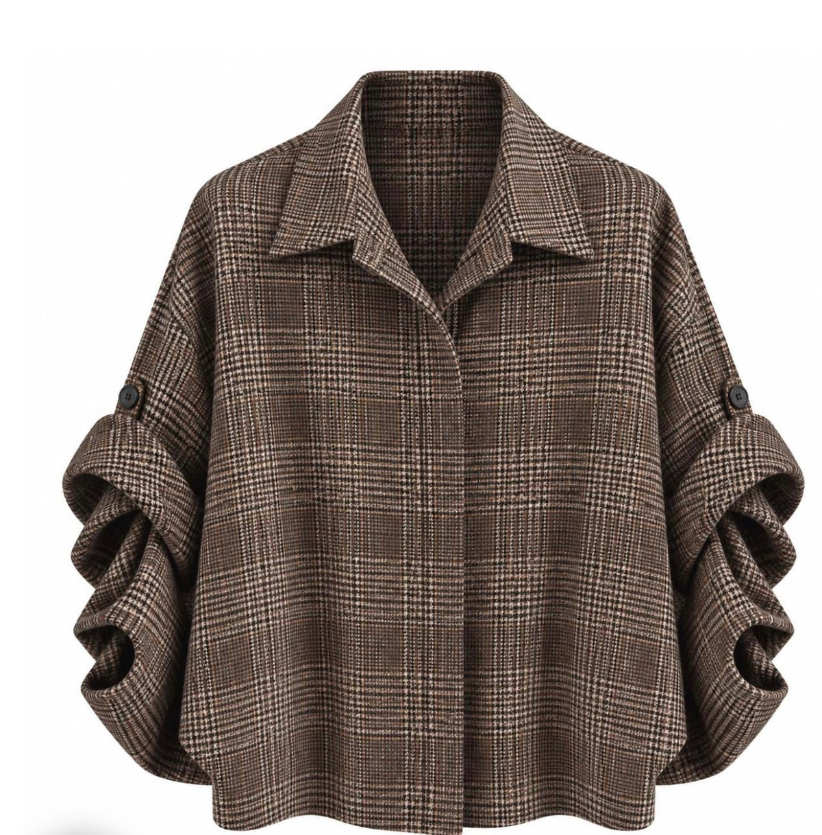 STIJL STUDIO Balloon blouse ruit bruin