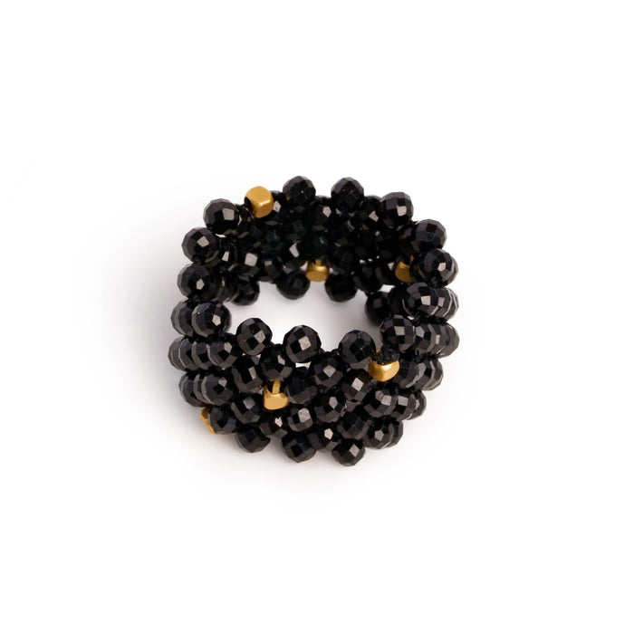 IBU JEWELS Ring Bambi – Stretchring met halfedelsteen onyx